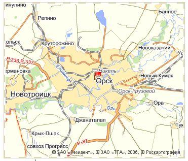 Орск карта города спутник